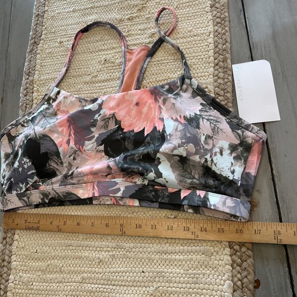 NWT Fabletics Gray Pink Rose Floral Portia Sport Bra Salar Legging Set XXL - Picture 2 of 10